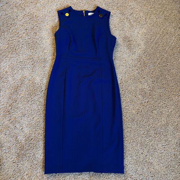 Calvin Klein Dresses & Skirts - Calvin Klein Dress Womens 2 Blue Sheath Contrast Zipper Office Cocktail Party